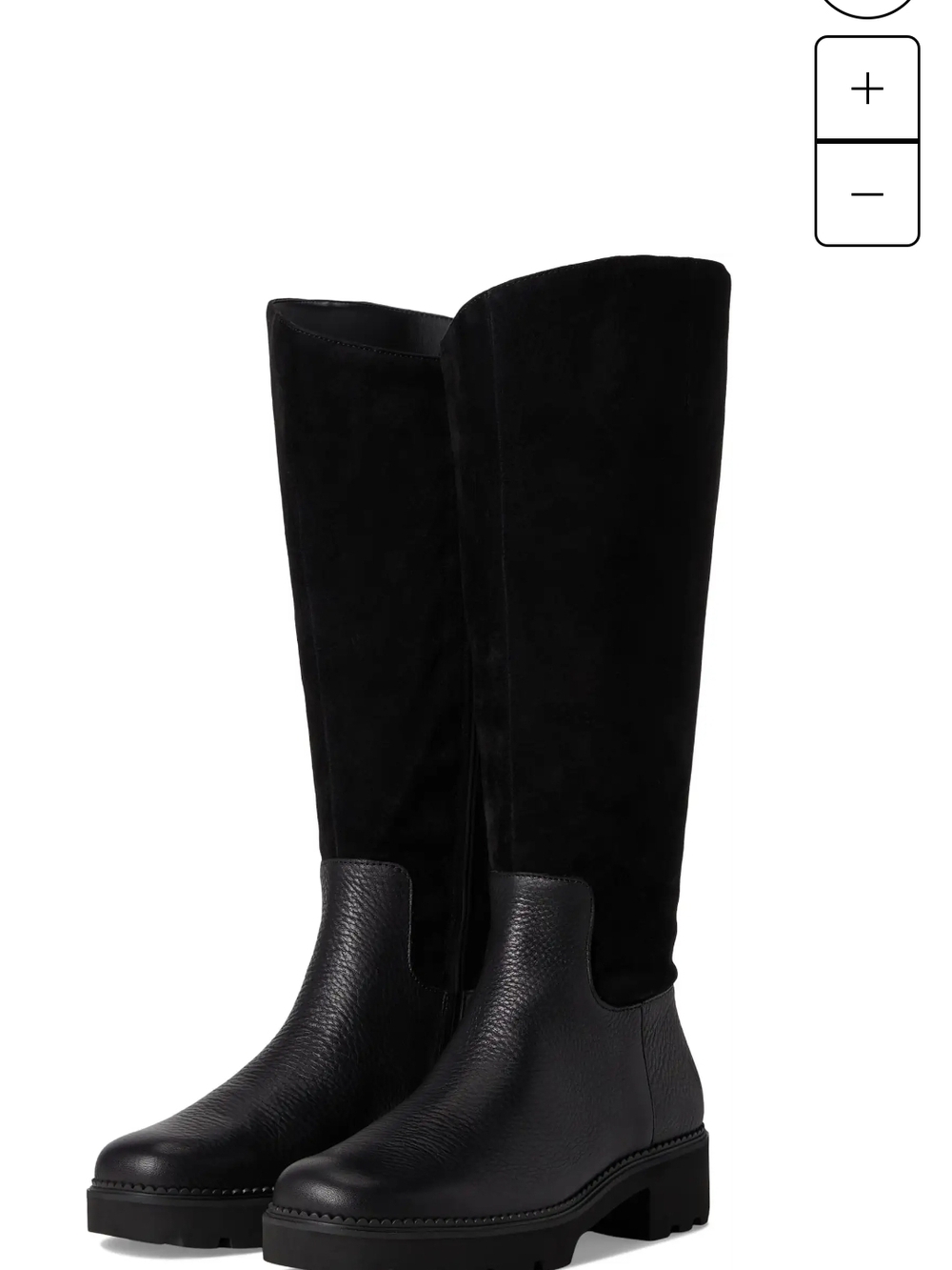 Black Tall Leather & Suede Boots 9.5w Womens Wide Calf